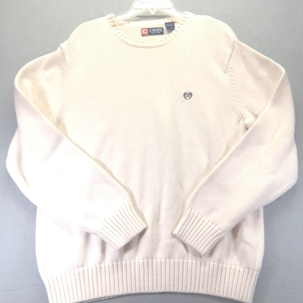 Chaps Men's Pullover Sweater White Size‎ XL 100% Cotton
